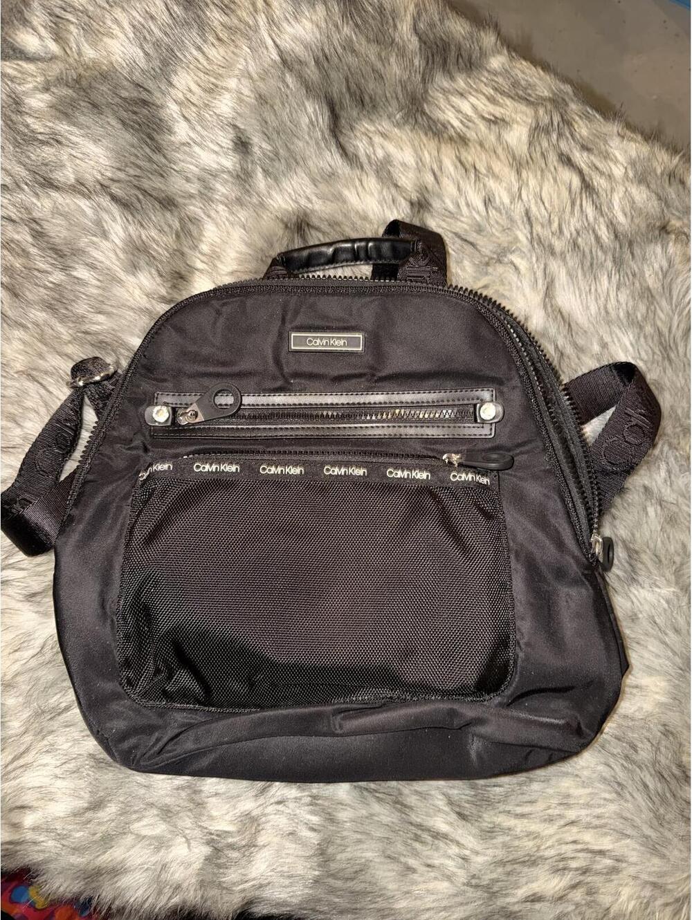 Calvin Klein Black Nylon Backpack with Logo Straps